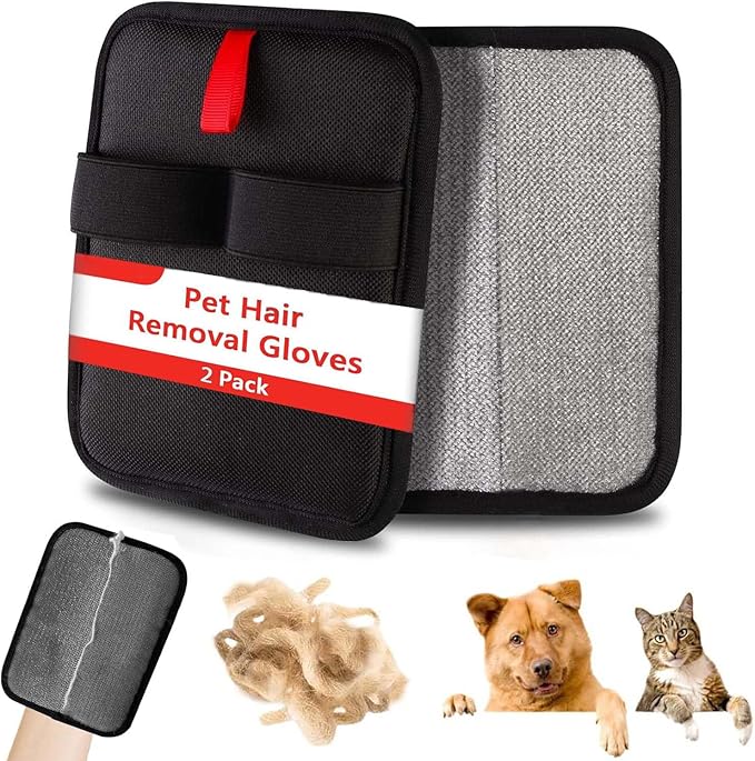 Electrostatic Pet Hair Remover Glove, Newly Upgraded Reusable Electrostatic Pet Hair Gloves, Pet Hair Remover Tool for Clothing, Couch, Carpet, Car Seat (2Pcs)