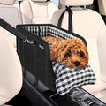 SlowTon Console Dog Car Seat - Portable Dogs Armrest Booster Seat for Small Dog, Anti-Collapse Pet Car Seat with Soft Cushion Safety Belt, Support Pet Up to 11lbs (Black)