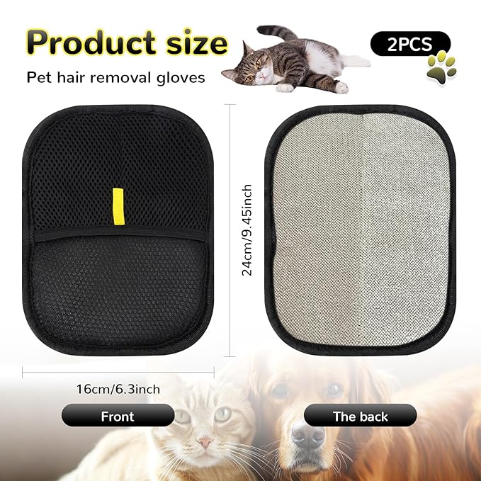 Pet Hair Removal Glove for Cats & Dogs, 2PCS Electrostatic Gloves Pet Hair Removal, Pet Hair Remover Brushing Glovesfor HairRemoval, for Couch, Furniture, Carpet, Curtain