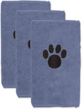 Bone Dry Pet Grooming, Embroidered Microfiber Towel Drying Collection, 15x30, Stonewash Blue