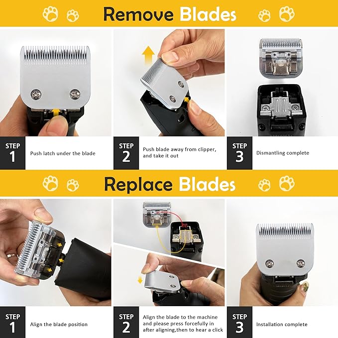 10# 1.5mm and 7FC 3.2mm Clipper Blades Pet Grooming Clipper Replacement Blades Detachable Blade Compatible with andis/wahl/Oster Dog Clippers