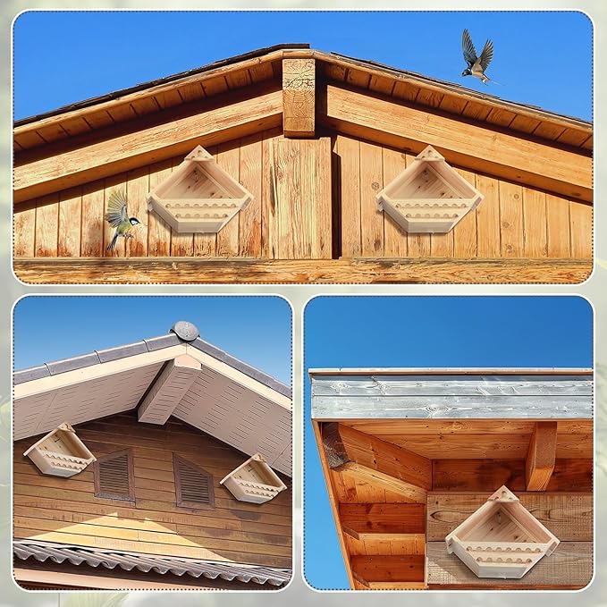 1 Pcs Cedar Dove Nesting Box Bird House Outdoor Wood Triangular Opening Bird Box House for Doves Nesting and Roosting Platform Garden Decoration