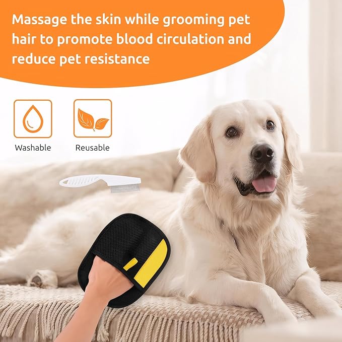 2 Pcs Pet Hair Remover Glove, Cat & Dog Reusable Electrostatic Gloves Pet Hair 2025 New Upgrade,Grooming Pet Hair Remover Tool, Reusable Quick De-Shedding Gloves for Couch、 Clothing、Carpet,、Car Seats