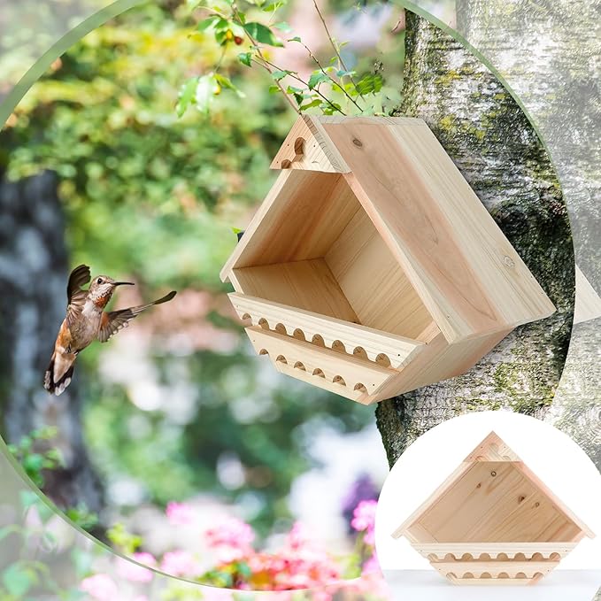 1 Pcs Cedar Dove Nesting Box Bird House Outdoor Wood Triangular Opening Bird Box House for Doves Nesting and Roosting Platform Garden Decoration