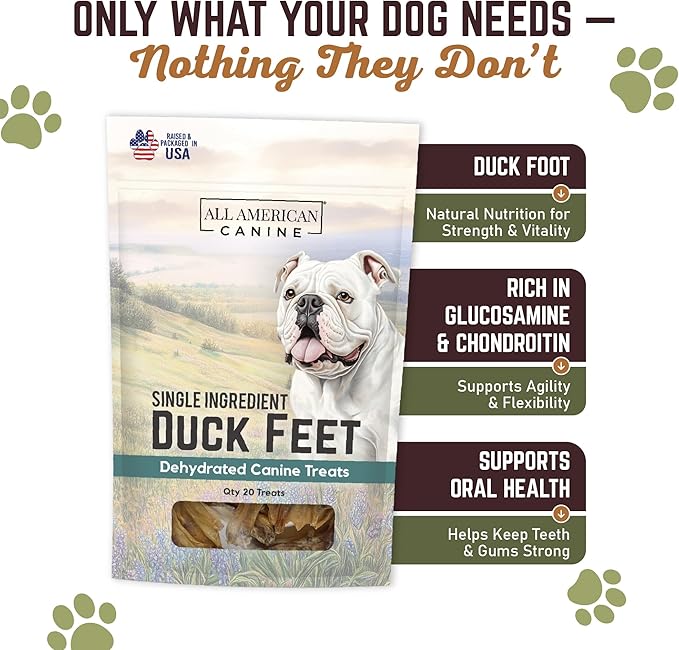 10 Natural Duck Feet Dog Treats– Single Ingredient, Dehydrated & Digestible – Crunchy, Low-Fat, High-Protein Chew for Joint Support & Dental Health – Made in USA