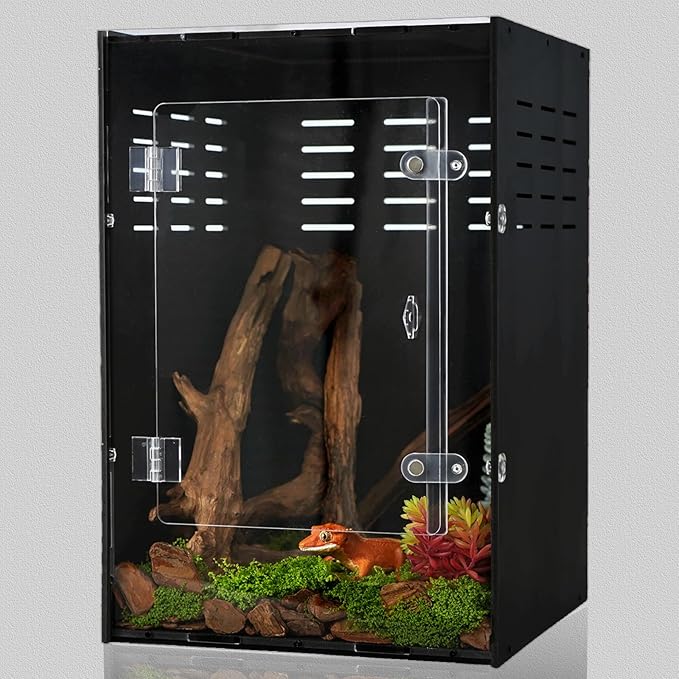 10 Gallon Reptile Tank - 12x12x18 Crested Gecko Tank Enclosure - PVC Habitat with Ventilation for Lizard, Spiders & Snakes