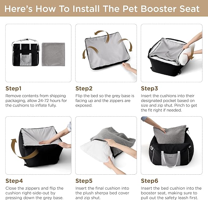 Lesure Small Dog Car Seat for Small Dogs -Soft Dog Booster Seat for Car with Storage Pocket and Clip-On Safety Leash and Thickened Memory Foam Filling, Pet Travel Carrier Bed Strawberry Cream