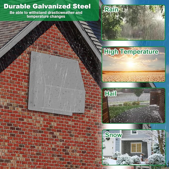 10 Inch Hooded Wall Vent, Dryer Vent Cover Outside, Outdoor Wall Exhaust Vent Cover, Wall Vent Cap-Galvanized Steel with Damper & Screen for Dryer Ventilation&Outdoor Air Exhaust