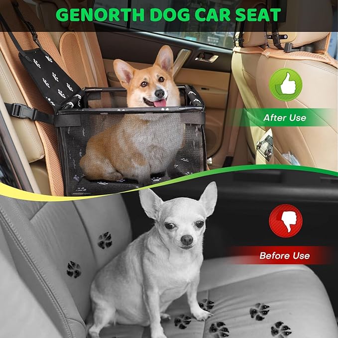 Dog Car Seats for Small and Medium Dogs,Portable Puppy/Pet Car Booster Seat with Clip-On Leash and Mesh Window for Pet Up to 20 lbs