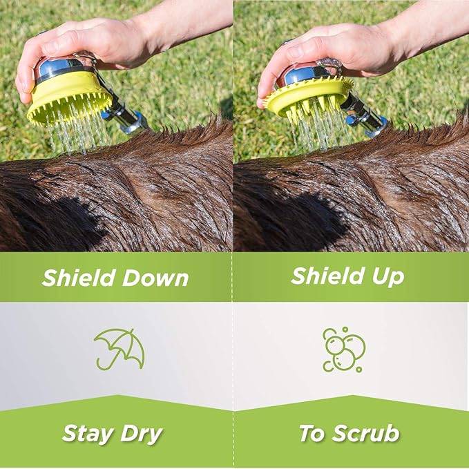 Wondurdog Deluxe Indoor Outdoor Dog Wash Kit for Shower and Garden Hose w/Water Pressure Control, Splash Shield & Rubber Scrubbing Attachment. Fast & Easy Dog Bath. Cleaning for Short & Long Hair Pet