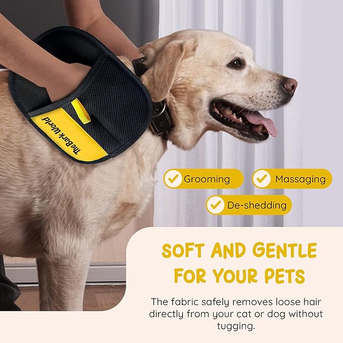 Pet Hair Removal Glove 1-Pack – Reusable Dog & Cat Fur Remover Mitts – Electrostatic Lint Removal Tool for Furniture, Clothing, Carpet & Car Seats (1)