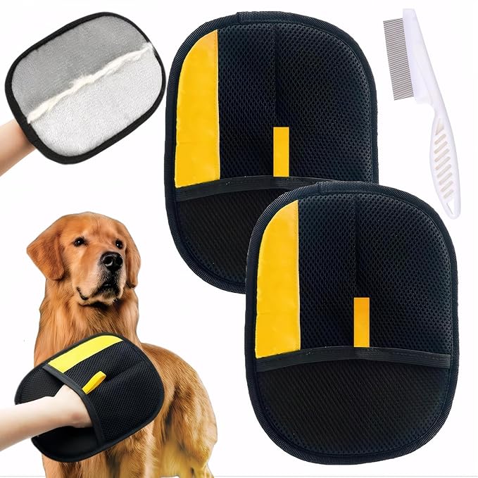 2 Pcs Pet Hair Remover Glove, Cat & Dog Reusable Electrostatic Gloves Pet Hair 2025 New Upgrade,Grooming Pet Hair Remover Tool, Reusable Quick De-Shedding Gloves for Couch、 Clothing、Carpet,、Car Seats