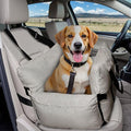 Dog Car Seat for Small/Medium Dogs Under 40 lbs - Elevated Pet Seat with Safety Belt, Non-Slip Base, and Storage Pockets for Car Travel (Brown, 30 x 20.5 inch)