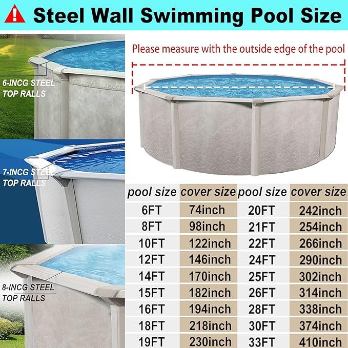 10 Ft Wintet Pool Cover, with Automatic Drain Round Pool Cover, One-Piece Quick Installation and Removal for Round Hot Tub and Spa Pool, Preventing Waterlogging, UV Protected