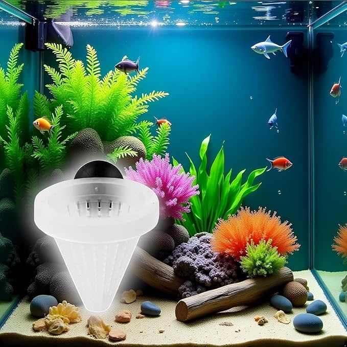 1 Pc White Cone Shape Aquarium Red Worm Fish Feeder with Suction 7cm Height Professional, Automatic Feeders, Fish and Aquatic Pets,Aquarium Accessories