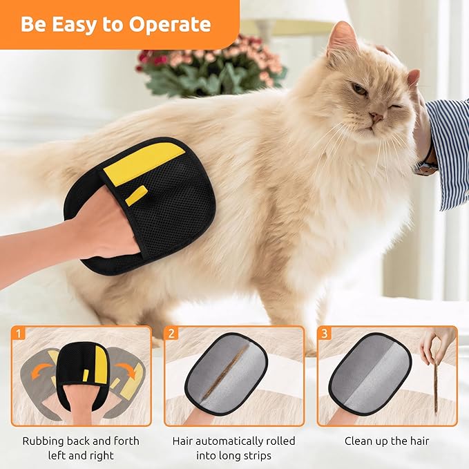 2 Pcs Pet Hair Remover Glove, Cat & Dog Reusable Electrostatic Gloves Pet Hair 2025 New Upgrade,Grooming Pet Hair Remover Tool, Reusable Quick De-Shedding Gloves for Couch、 Clothing、Carpet,、Car Seats
