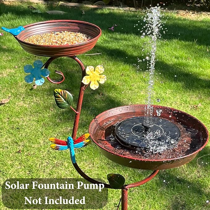 Bird Baths for Outdoors, 43" Tall Cast Iron Bird Bath and Feeder, Pedestal Bird Bath for Outside, Metal Heavy Duty 2 in 1 Birdbaths and Bird Feeders, Decorative Birdbath for Garden Yard