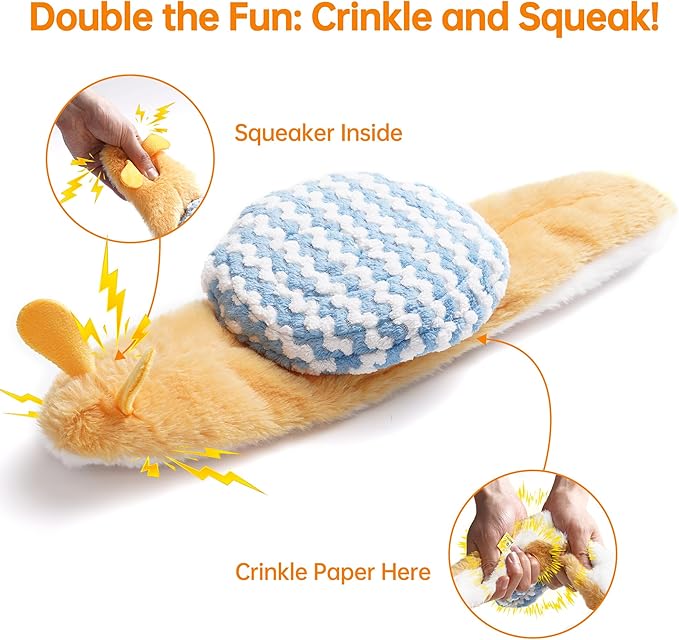 Nocciola Squeaky Dog Toys, 5 pcs Crinkle Plush Dog Toy, No Stuffing Dog Toys for Small Medium Large Dogs, Boredom Relief