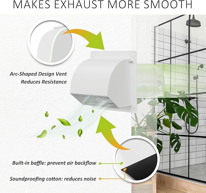 10 inch Steel Hooded Wall Vent with Screen,Arc-Shaped Wall Vent for Ventilation and Exhaust,Suit for Residential Housing and Industrial Facilities,White