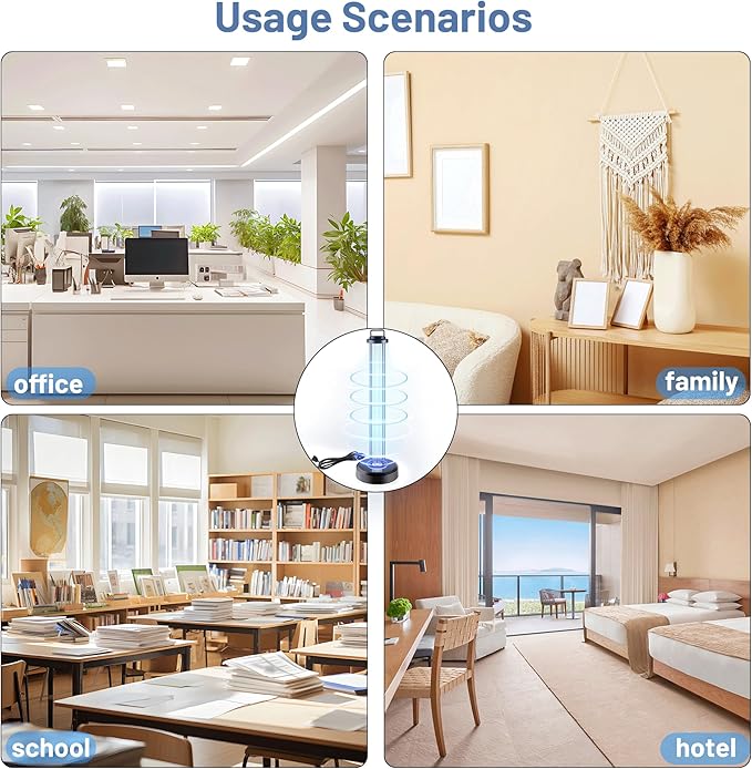 100W UV Sanitizer Light, Portable Ultraviolet Light with 3-Gear Timer, 110V, 99.99% UVC Ozone Free UV Lamp for Home, Office, Hotel, School