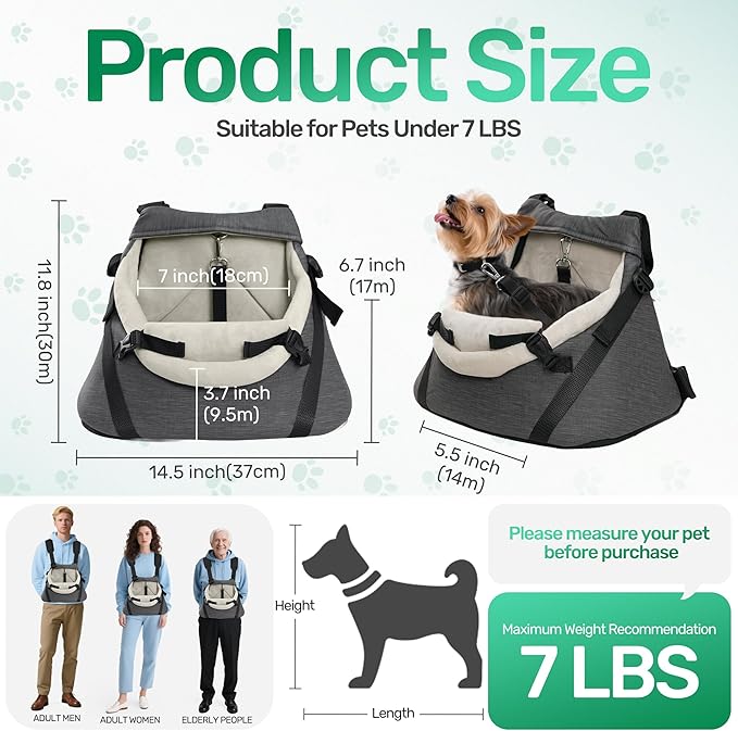 YUDODO Small Dog Car Seat Under 7lbs Luxury PU Leather Dog Booster Seat with Safety Belt, Soft Cushion, Can be Used as Pet Front Carrier Backpack Gray