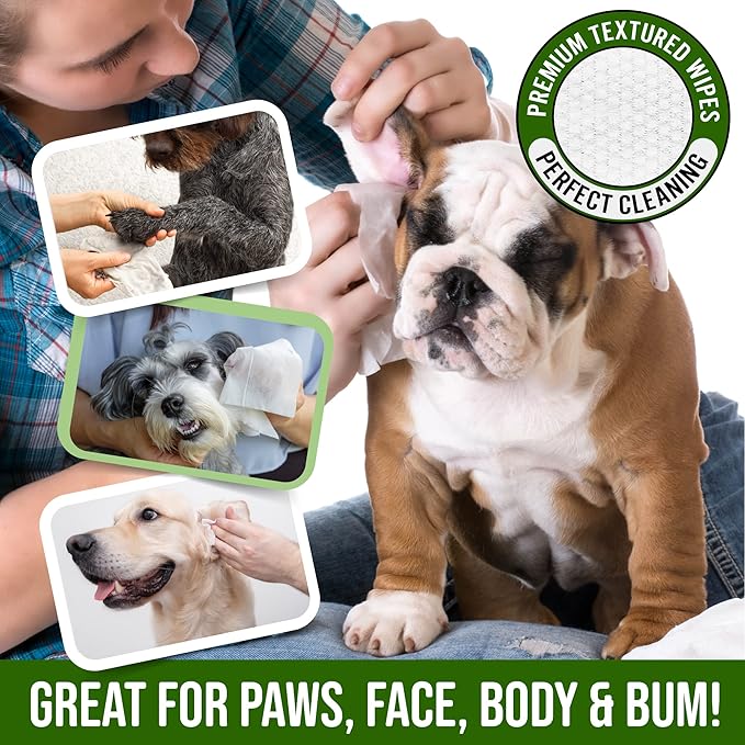 Dog Wipes for Paws and Butt Ears Eyes | Organic Pet Wipes for Dogs | Hypoallergenic Lavender Scented Dog Wipes Cleaning Deodorizing | Extra Thick Plant Based Wipes Dogs Cats Pets | 100 Count