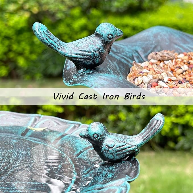 Metal Bird Baths for Outdoors, 56.5" H Heavy Duty Birdbaths with 5 Prong Base, Vintage Free Standing Bird Feeders for Garden, Bird Bath Stand Bowl for Outside Yard Patio Decor, Blue