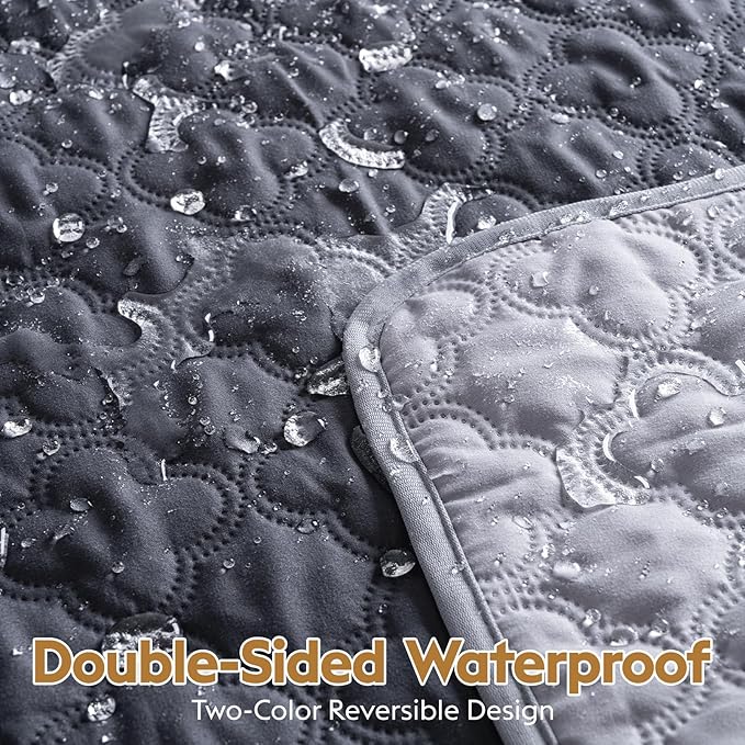 100% Double-Sided Waterproof Blanket, Couch Cover for Dogs Washable, Reversible Dog Bed Cover.(Dark＆Light Grey, 82 X 82 Inch - 1 Pack)