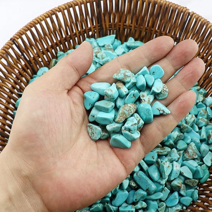 0.96LB Crushed Quartz Aquarium Gravel Vase Filler Succulent Rocks Home Decor Fish Tank Stones Natural Pebbles Polished Bulk Irregular Shaped - Turquoise