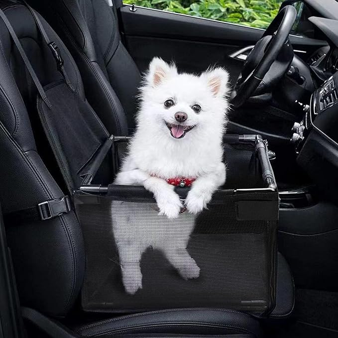 Dog Car Seats for Small and Medium Dogs,Portable Puppy/Pet Car Booster Seat with Clip-On Leash and Mesh Window for Pet Up to 20 lbs