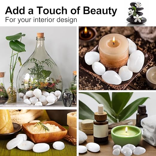 10Ib White River Rocks for Landscaping- High Polished White Pebbles for Plants-Garden Decorative Stones-1-2 Large Plant Rocks,Ideal for Aquarium, Home Decor
