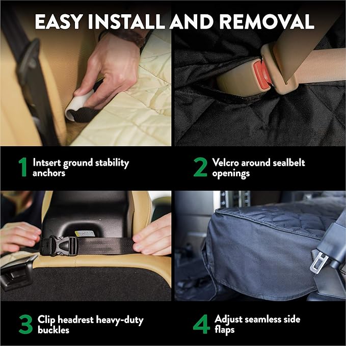 Plush Paws Products Premium Rear Car Seat Protector w/Hammock | Washable & Waterproof Back Seat Dog Cover for Car, Truck, & SUV | Nonslip, Tear Resistant Pet Seat Cover | X-Large Black