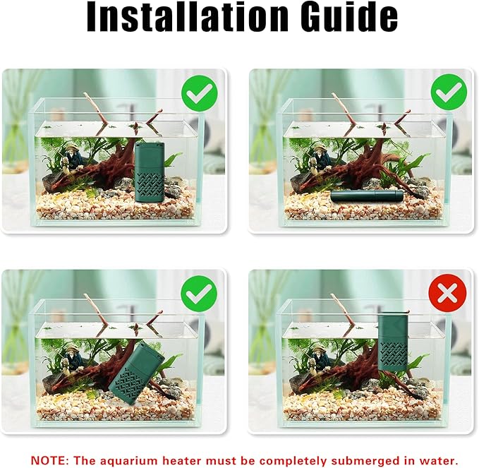 100W Smart Aquarium Heater Submersible with Variable-Frequency Energy Savings, Dual Probes for Leaving Water Automatically Stop, PTC Tech for Overheat Protection, Adjustable for Freshwater, Saltwater