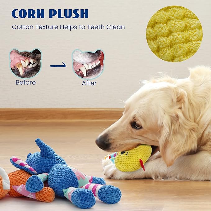 Nocciola Stuffed Crinkle Squeaky Dog Toys: 5 Pack Cute Animal Plush Toys for Small Medium Size Dogs, Durable Puppy Chew Toys for Boredom and Calming Aid, for Dogs