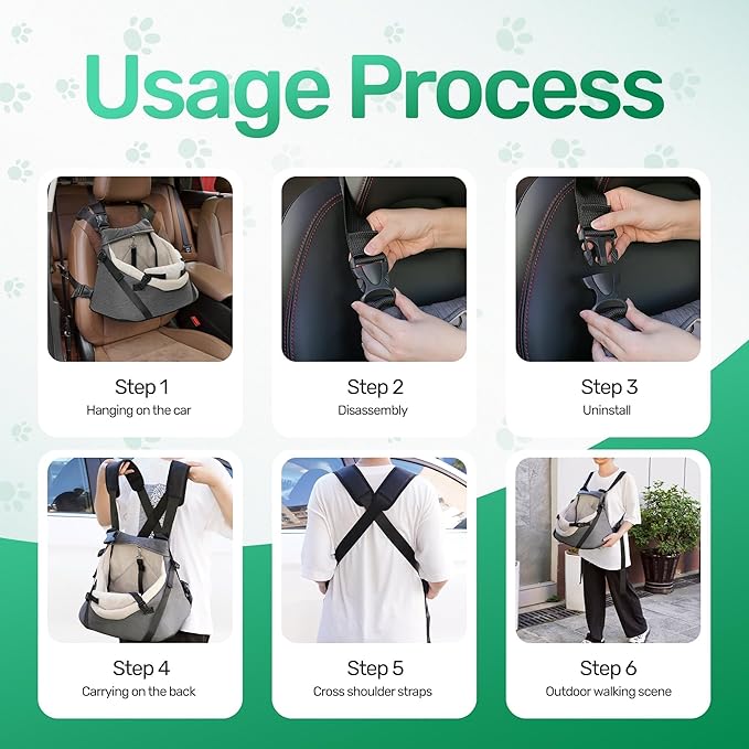 YUDODO Small Dog Car Seat Under 7lbs Luxury PU Leather Dog Booster Seat with Safety Belt, Soft Cushion, Can be Used as Pet Front Carrier Backpack Gray