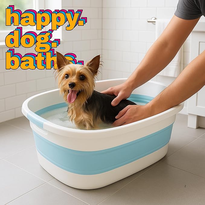 Smoochie Dog Bathtub and Laundry Basket - 2 in 1 Collapsible Pet/Cat Bathtub, Dog Bath Tub for Small Dogs