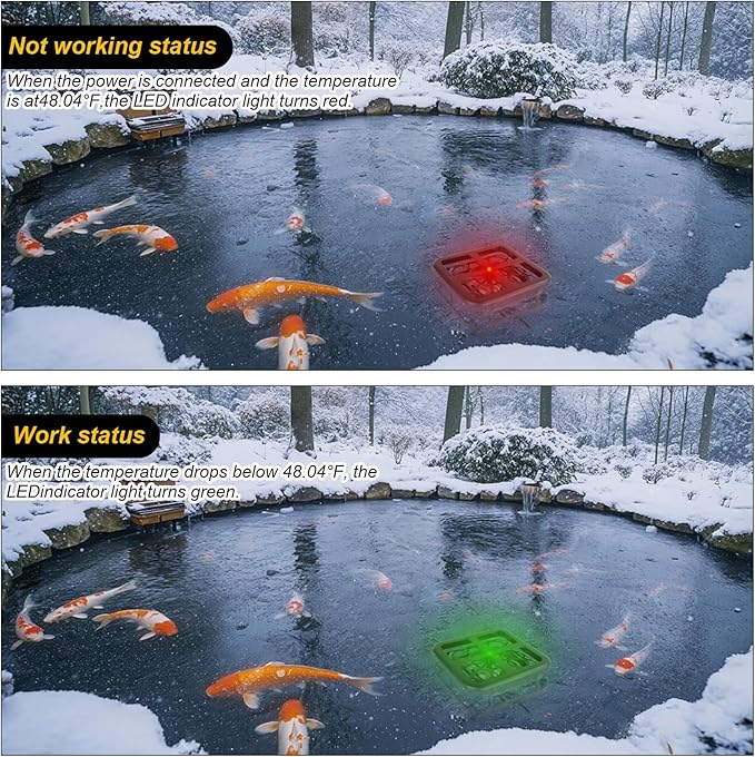 1000Watts Pond De-icer,Winter Survival Solution for Outdoor Pond Fish,Thermostatic controll Heater with Floating and Diving Modes,Keep Ponds from Freezing Over in Winter