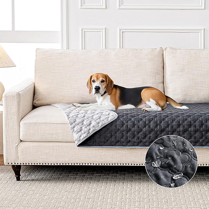 100% Double-Sided Waterproof Blanket, Couch Cover for Dogs Washable, Reversible Dog Bed Cover.(Dark＆Light Grey, 30 X 53 Inch - 1 Pack)