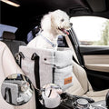 Center Console Dog Car Seat for Small Dogs and Puppies 5-13Lbs, Ideal Armrest Booster Car Travel Seat with Safety Protection Seat Belts, Storage Pockets - Reduces Anxiety (Woven - Grey)