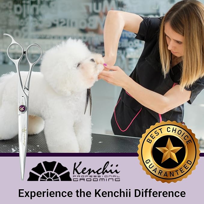 Kenchii Scorpion 8 Inch, Straight Grooming Scissors for Dogs and Pets - Premium Steel Scissors for Dog Grooming - Dog Shears Pet Grooming Accessories - Pet Hair Trimming Scissor