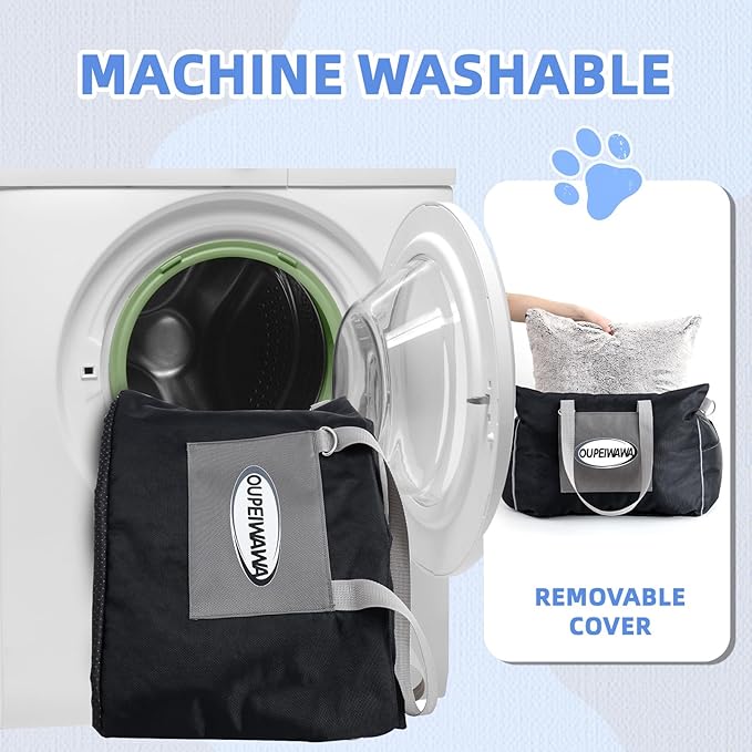 Dog Car Seats for Small & Medium Dogs, Waterproof Dog Booster Seat with Storage Pockets Soft Travel Bed with Clip-On Safety Dogs Leash and Secure Straps Puppy Travel Carrier Bed，Black