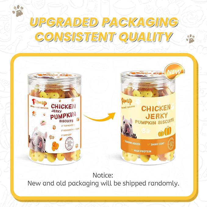 PAWUP Dog Treats Chicken Wrapped Pumpkin Biscuits, Rawhide and Gluten Free, w/Taurine Low Fat Chewy Training Treats,12.5 oz