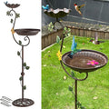 Metal Bird Baths for Outdoors, 44" Height Cast Iron Pedestal Bird Bath and Feeder, Vintage Sturdy Heavy Duty Birdbath Bowl, Tall Floral Accents Birdbaths for Garden Yard Patio Porch Decor