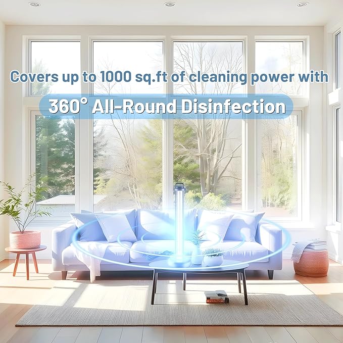 100W UV Sanitizer Light, Portable Ultraviolet Light with 3-Gear Timer, 110V, 99.99% UVC Ozone Free UV Lamp for Home, Office, Hotel, School