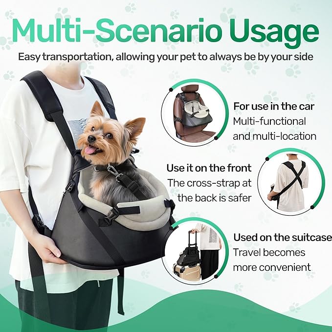 YUDODO Small Dog Car Seat Under 7lbs Luxury PU Leather Dog Booster Seat with Safety Belt, Soft Cushion, Can be Used as Pet Front Carrier Backpack Black