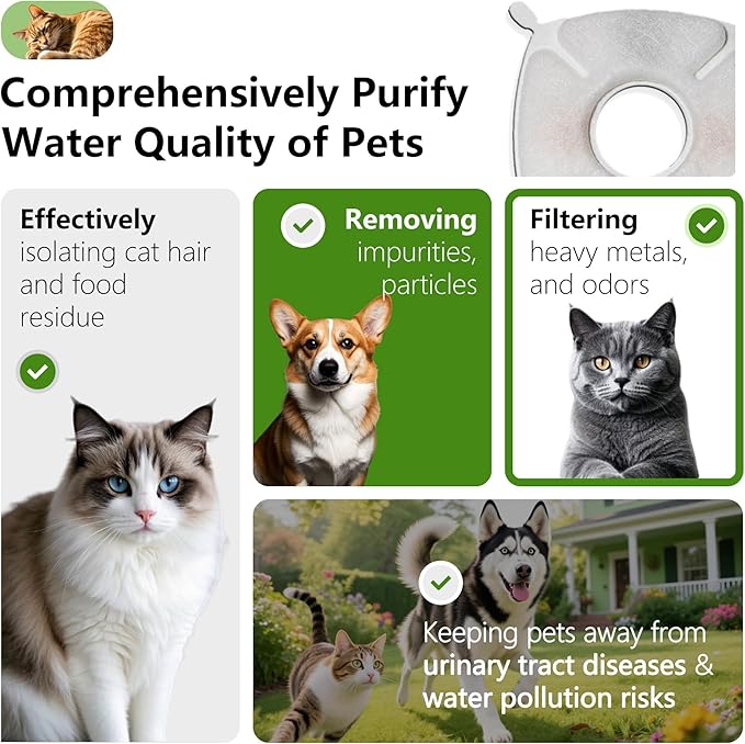 12+12 Pack Pet Fountain Replacement Filters Compatible with Veken 67oz 84oz 95oz 135oz Plastic Stainless Steel Pet Water Dispenser, Cat Water Fountain Filters for Dog Cat with Foam Filter
