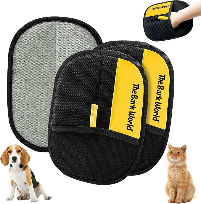 Pet Hair Removal Glove 1-Pack – Reusable Dog & Cat Fur Remover Mitts – Electrostatic Lint Removal Tool for Furniture, Clothing, Carpet & Car Seats (1)
