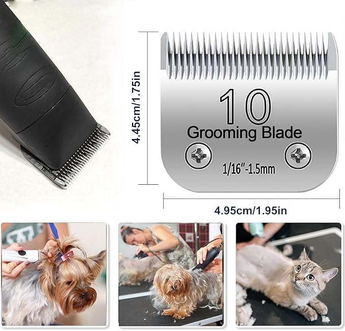 10# 1.5mm and 7FC 3.2mm Clipper Blades Pet Grooming Clipper Replacement Blades Detachable Blade Compatible with andis/wahl/Oster Dog Clippers