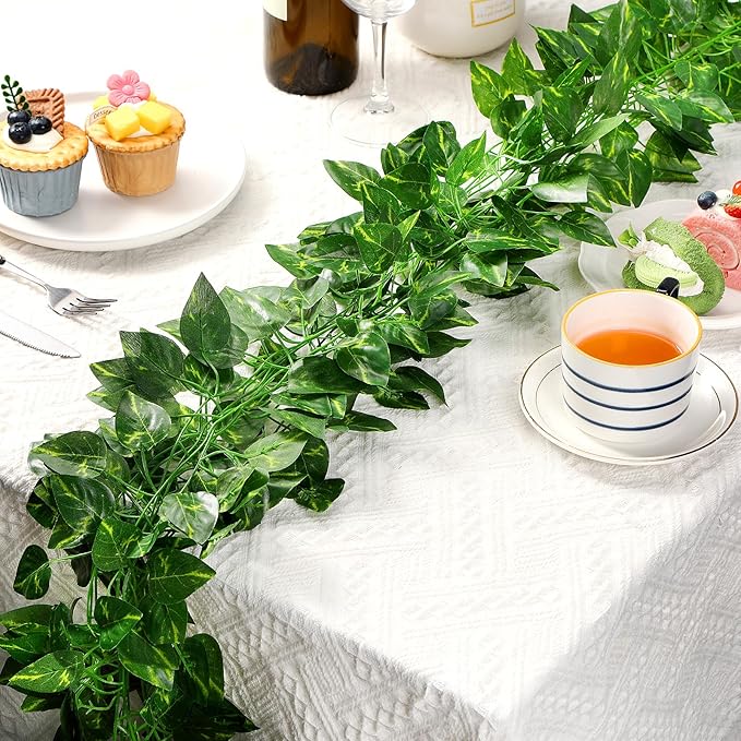 100 Pcs 722ft Artificial Ivy Garland Fake Vines Bulk Green Leaves Greenery Vines for Bedroom Hanging Plants for Wedding Garden Home Wall Jungle Themed Party Decorations