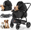 Kenyone Pet Stroller 3 in 1 Dog Stroller for Medium Small Size Dogs, Large Cat Stroller with Detachable Carrier for Puppies, Doggies, Kitties, Bunnies (C510 Black)